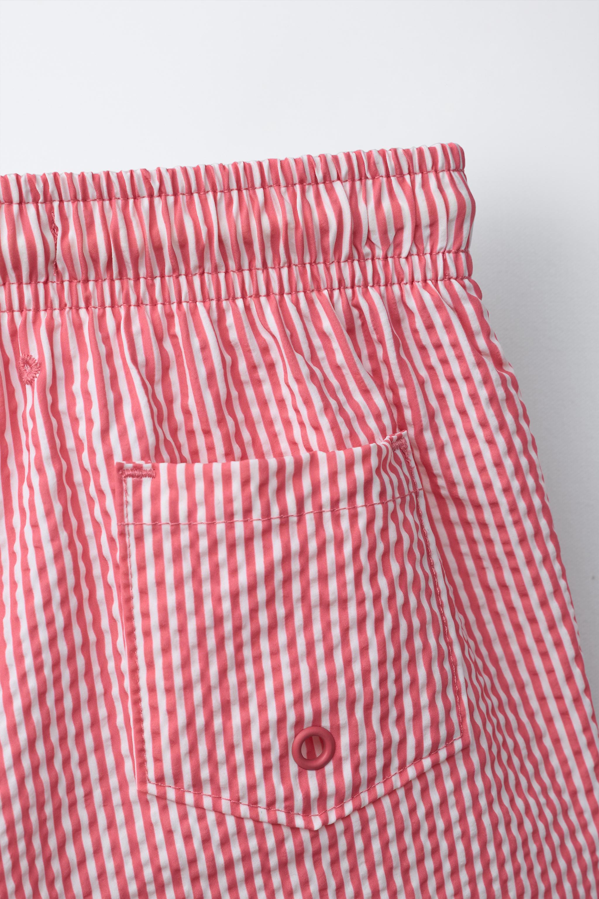 1-6 YEARS/ STRIPED SEERSUCKER SWIM SHORTS